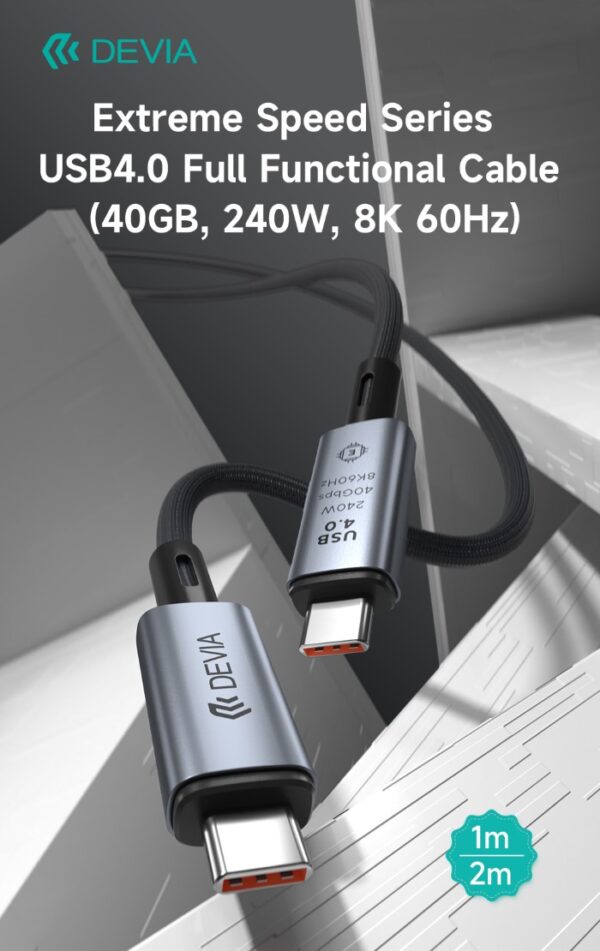 Cavo tipo-C USB 4 40GB 240W 8K 60HZ Nero 1M