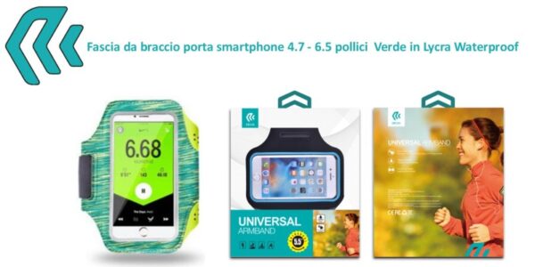 Fascia da braccio porta smartphone 4.7 - 6.5 pollici Verde