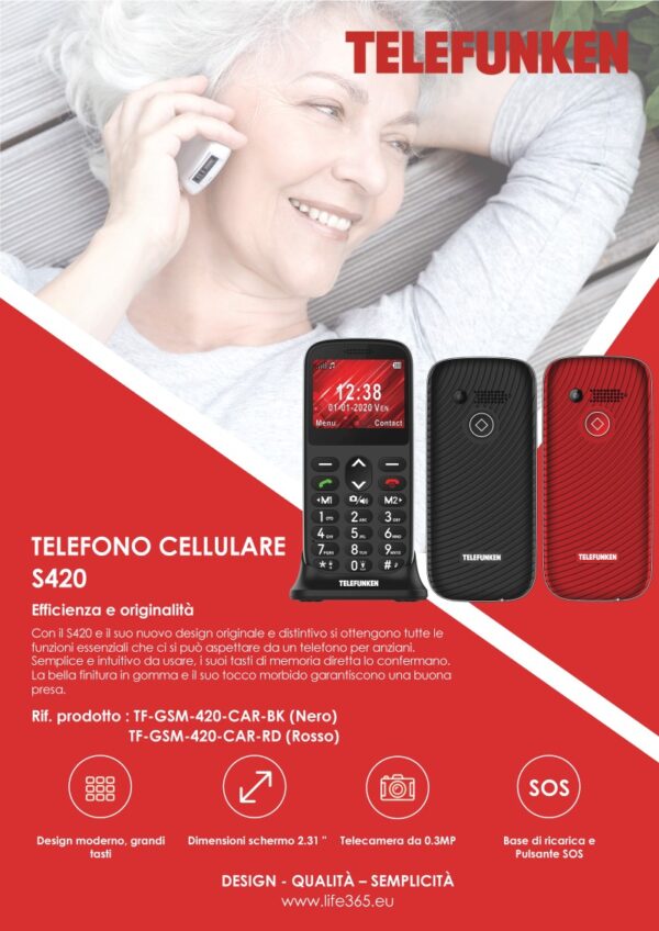 Telefono Cellulare Telefunken S420 con LCD 2.31 Rosso