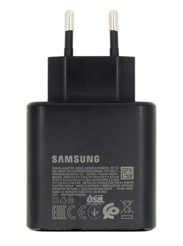 Carica Batteria Samsung EP-TA845EBE 5A. 45W IN BULK Nero