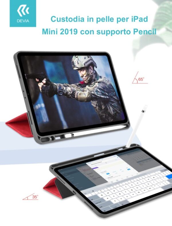 Custodia pelle per iPad Mini 2019 con supporto Pencil Nera