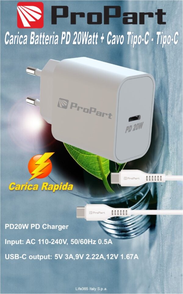 + Cable Type-C to Type-C 3A  Rapid PD 20W battery charger