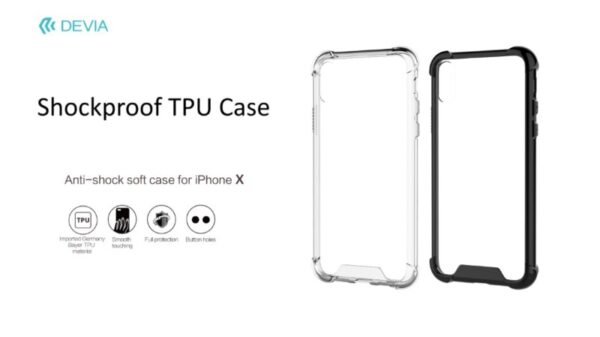 Cover Devia Shockproof in TPU Flessibile per iPhone X Clear