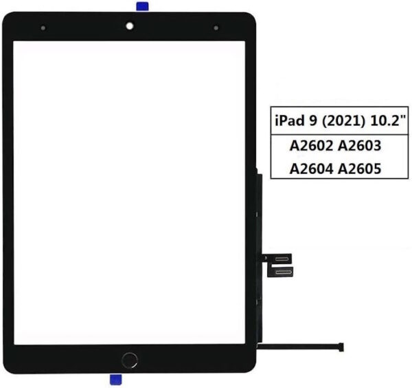 Touch per iPad 9 10.2'' con pulsante Home A2602 A2603 Nero