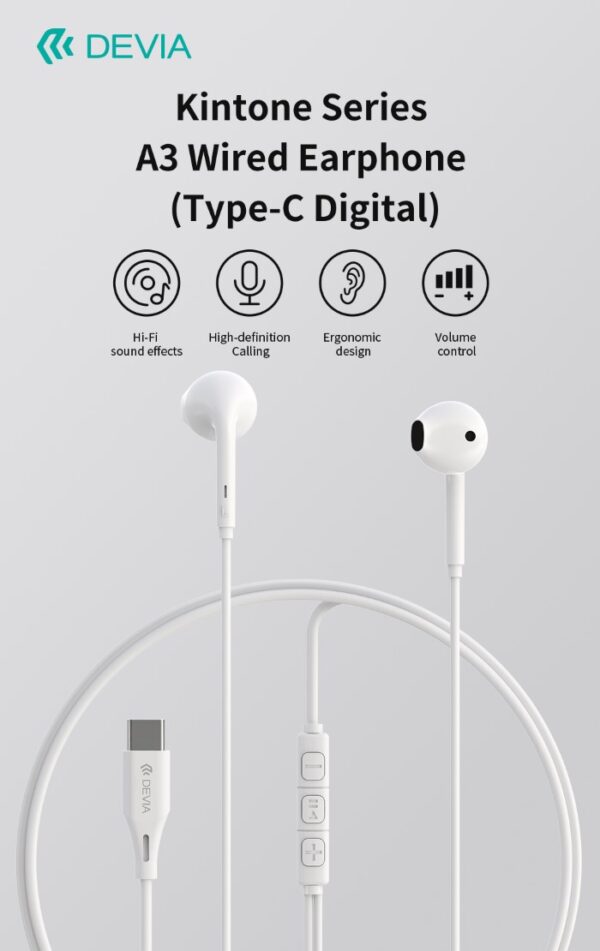 Auricolari A3 Digital filo con connettore Tipo-C compatibile Android e Apple Bia