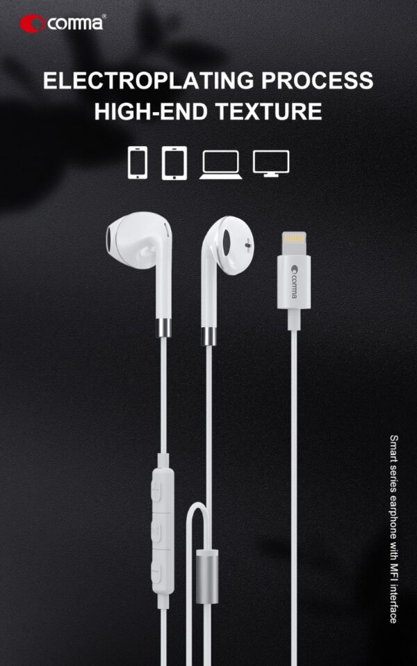 Auricolari Comma Apple Lightning Certificati MFI Voce/Musica