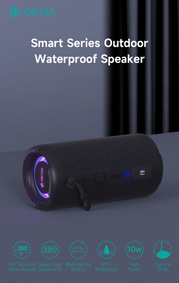 Altoparlante Bluetooth 10 Watt waterproof con led multicolor