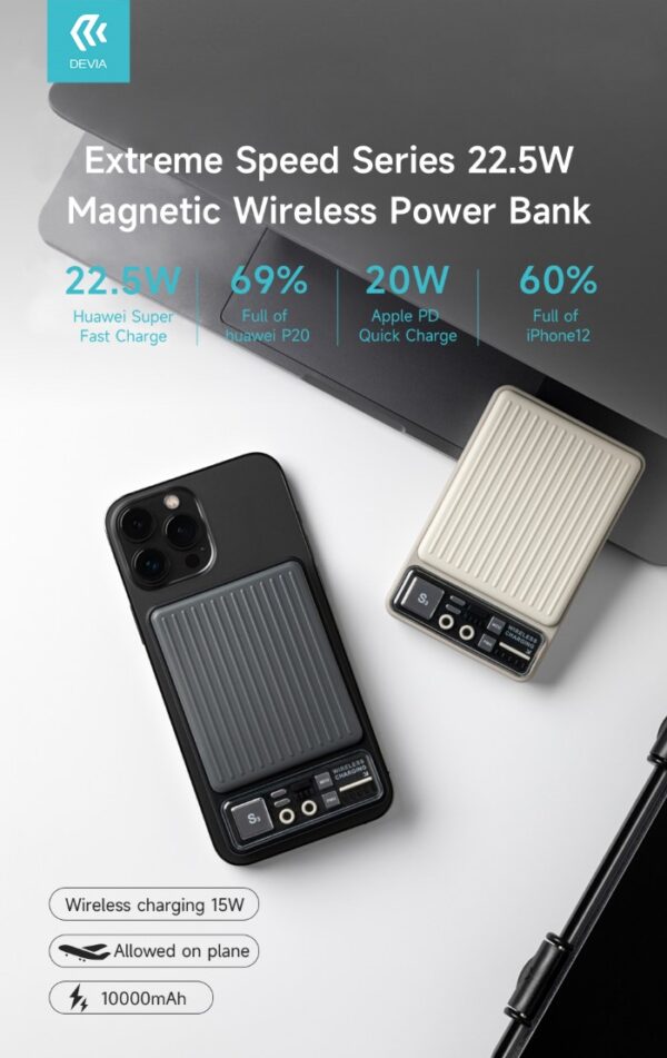 Power bank carica rapida 22.5w wireless magnetico 10.000mah