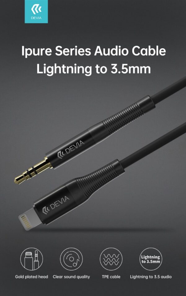 Cavo Audio placato oro da Lightning Apple a Jack 3.5mm L.1mt