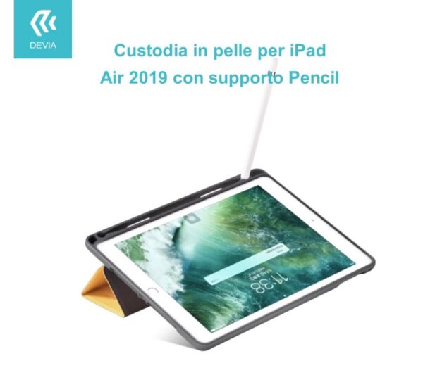 Custodia in pelle per iPad Air 2019 con supporto Pencil Blu