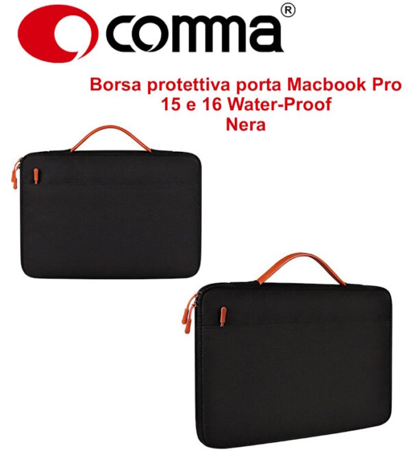 Borsa protettiva Macbook Pro 15.4 e 16 Water-Proof Nera