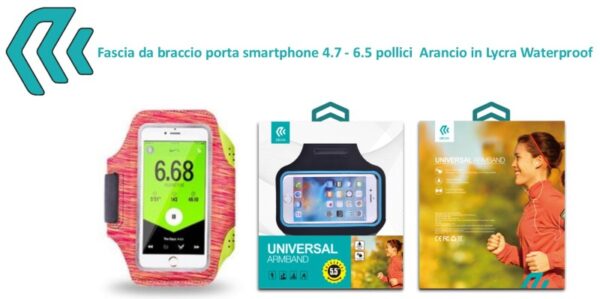 Fascia da braccio porta smartphone 4.7 - 6.5 pollici Arancio