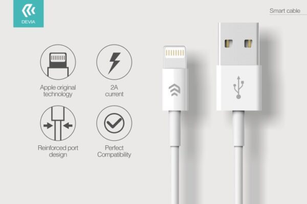 Cavo Dati Carica Lightning iPhone e iPad IOS 1 metro Bianco